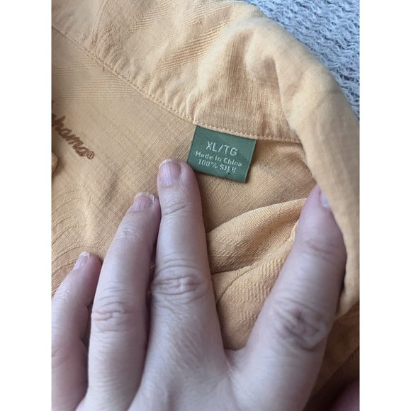 Tommy Bahama Shirt Orange Button Front 100% Silk Short Sleeve Tropical XL - Picture 9 of 12